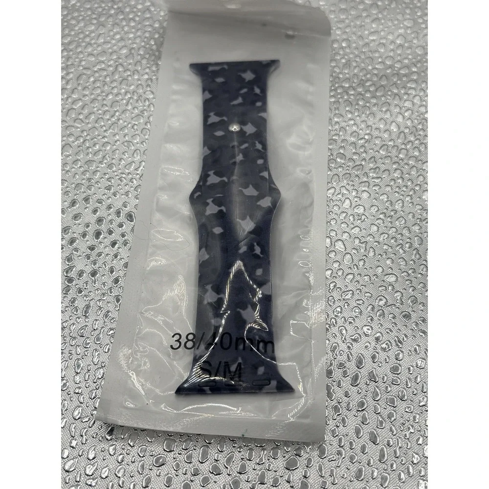 Sport Silicone Band‎ Bracelet For Apple Watch iWatch 38mm Or 40mm Blue Camo